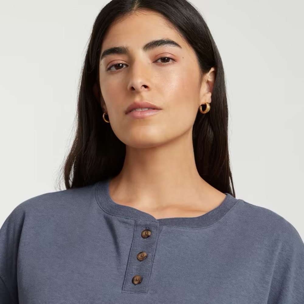 Everlane Small Blue The Vintage Henley Hemp Tee